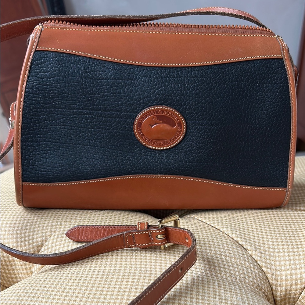 Dooney & Bourke Vintage All Weather Black and Brown Leather Crossbody Bag